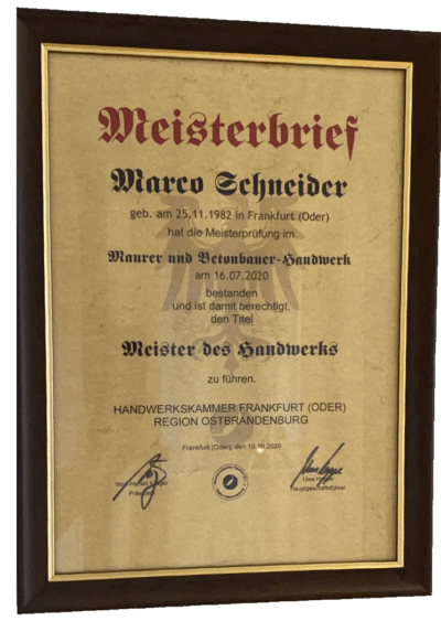 Steinwerker Meisterbrief